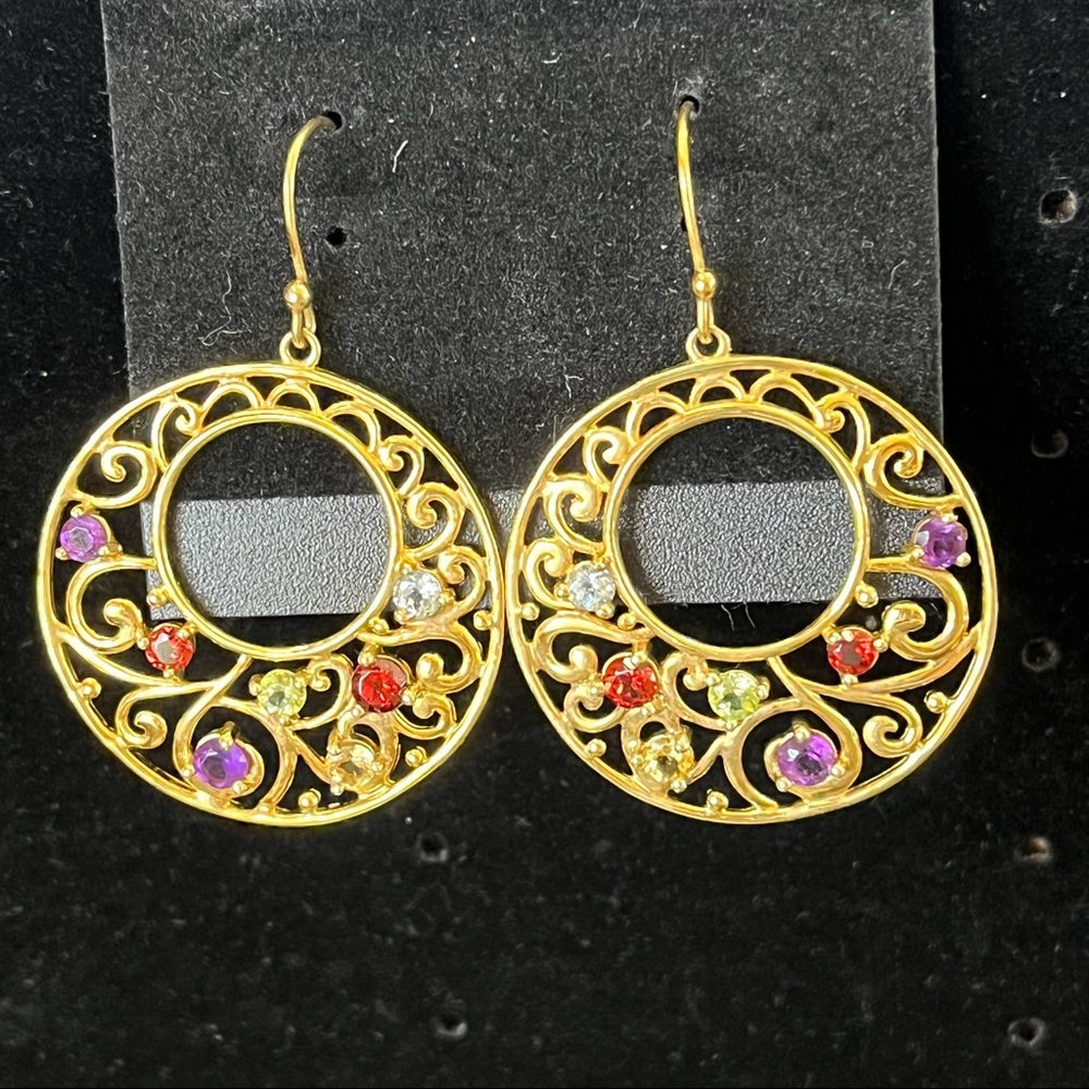 Gold Gemstone Earrings 14k